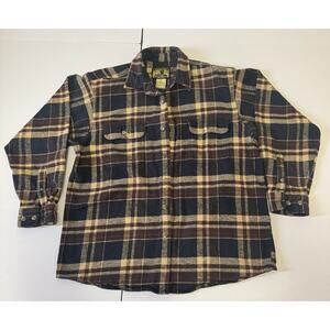 Field & Stream Heavy Cotton Flannel Shirt Men’s Large Blue Brown Plaid